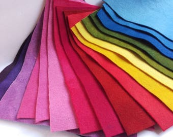 All-Naturally Dyed 100% wool felt sheets/ yardage, over 30 shades, felted wool fabric sheets, Waldorf craft felt