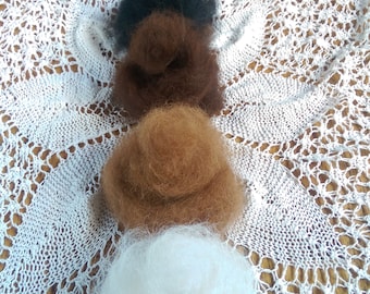 100 grams alpaca roving mix, alpaca sampler mix, natural alpaca roving