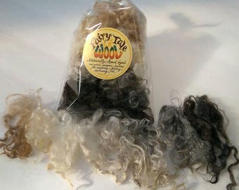 Natural Mohair Lock Rainbow, 50 grams mohair locks variety pack, mohair lock sampler