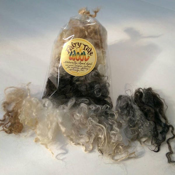 Natural Mohair Lock Rainbow, 50 grams mohair locks variety pack, mohair lock sampler