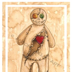 Print, Patched Prince, Love, Voodoo, Unconventional, Creepy Cute, Artwork, Somehow Macabre, Traditional Mixed Media, Prints, Limited Edition