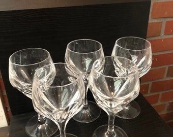 Vintage Wine Glasses Set of 5 Crystal Glass 70s