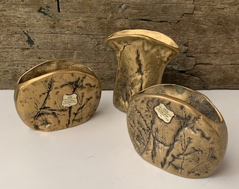 Set di vasi vintage in ottone anni '70
