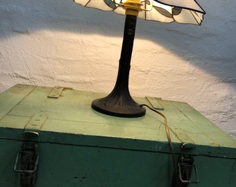 Vintage Lampe Tischleuchte Tiffanyglas 70er