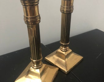 Vintage Candlestick Candle Holder Set of 2 Brass 70s