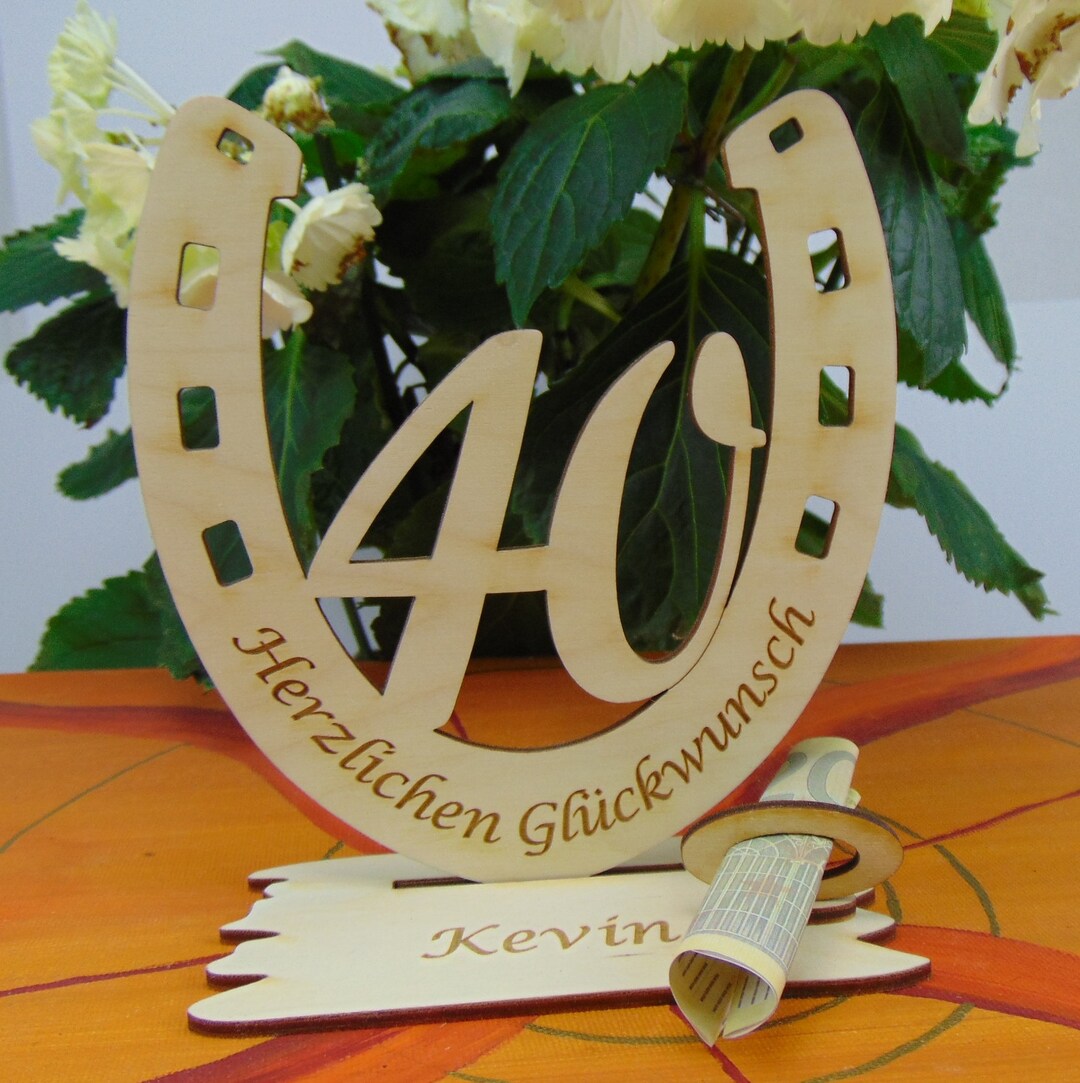 Hufeisen zum 40. Geburtstag, Geldgeschenk Gutscheingeschenk Glückwunsch