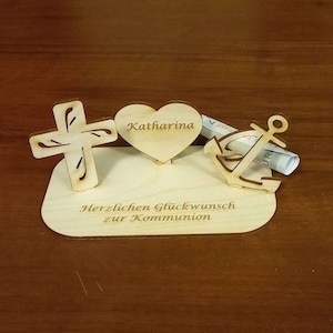 Geldgeschenk zur Kommunion, Glaube Liebe Hoffnung Symbole, Geschenk, Kirchlich, Kommunionsgeschenk Bild 1