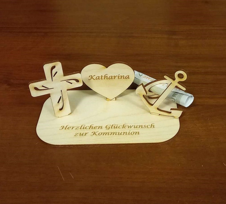 Geldgeschenk zur Kommunion, Glaube Liebe Hoffnung Symbole, Geschenk, Kirchlich, Kommunionsgeschenk Bild 1