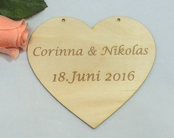 Jumbo wooden heart 14 cm Hearty gift idea own engraving possible