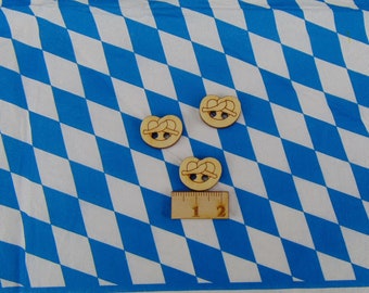 Holzknöpfe Brezel 3 Stück 2 cm Knöpfe Knopf aus Holz Bayrisch zum Annähen Brezelknopf Bayrischer Knopf