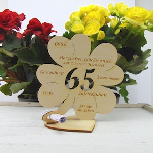 Gift for the Iron Wedding, 11.7 cm or 16 cm, number 65, money gift with or without name engraving 16cm ohne Namen