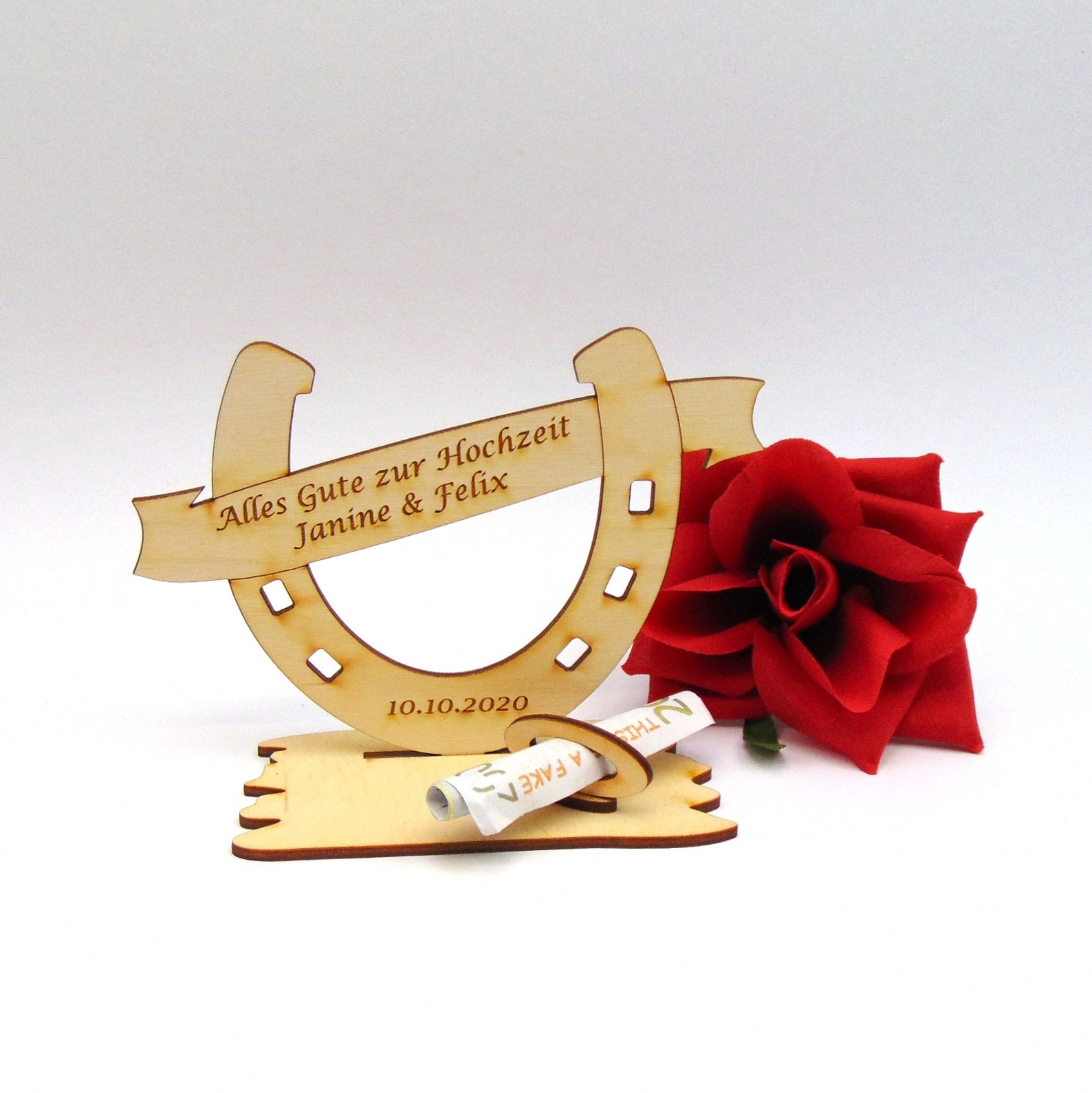Geldgeschenk zur Hochzeit Hufeisen mit Banner mit den Namen Etsy