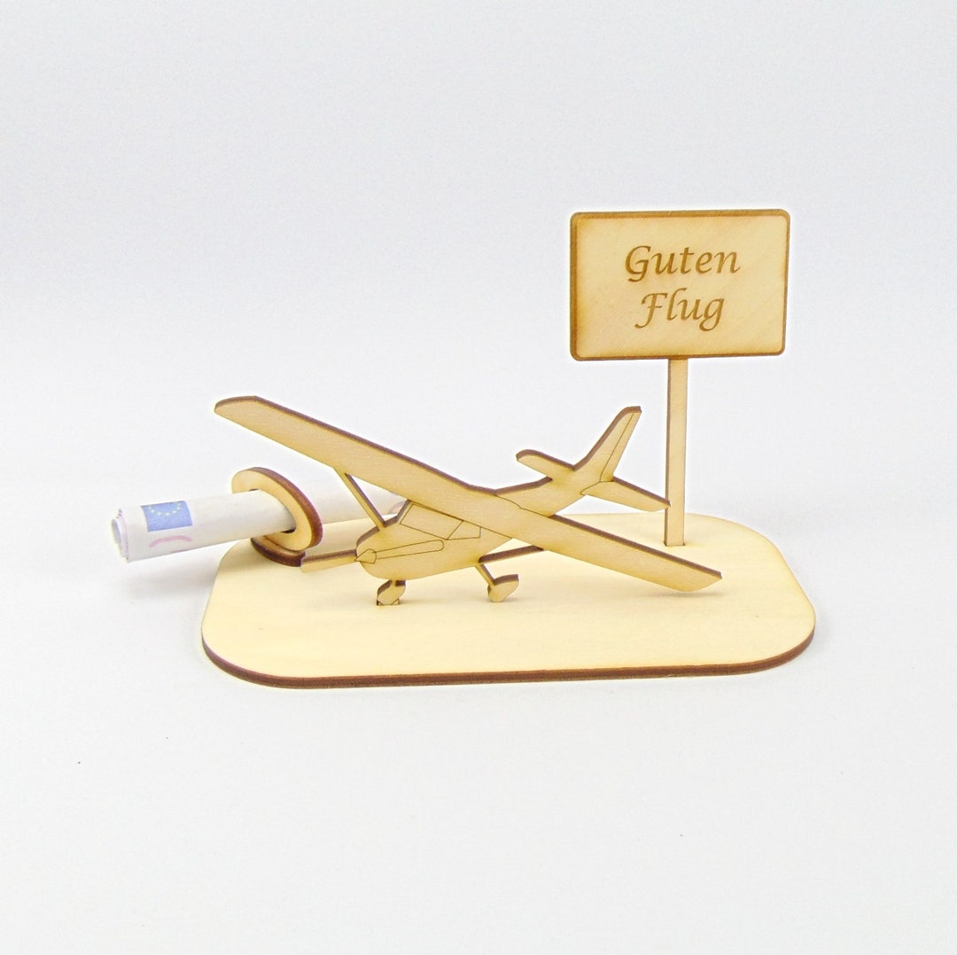 Geldgeschenk Einmotoriges Leichtflugzeug fliegen mit Spruch, Geschenk