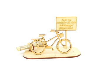 Geldgeschenk Damen Fahrrad Gute Fahrt oder mit eigenem Wunschtext, Geschenk Fahrrad lustiges Geschenk für Biker, Geld schenken K24