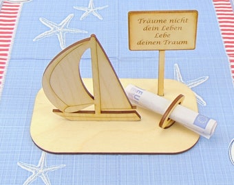 Sailing ship, sailing yacht, ship trip, yacht gift for travel, have a good trip, life is too short for sometime, wooden money gift K12