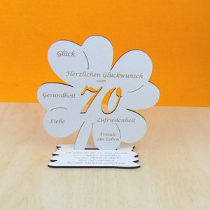 70 Geburtstag Gutscheingeschenk 16cm Kleeblatt Vintage weiß Glückwünsche Mann Frau Geschenk Deko 01