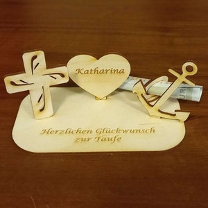 Gift of money for baptism, faith love hope symbols, gift, church, baptismal gift K9