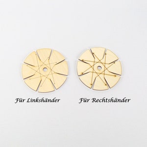 Knüpfstern aus Holz, 8 cm, für Freundschaftsarmbänder, Knüpfen, Basteln mit Kindern, Holz