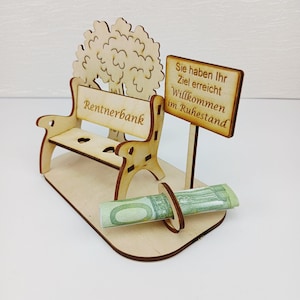 Geschenk zur Rente, große Rentnerbank mit Ortsschild, Geldgeschenk Lebensbaum Ruhestand Bild 12