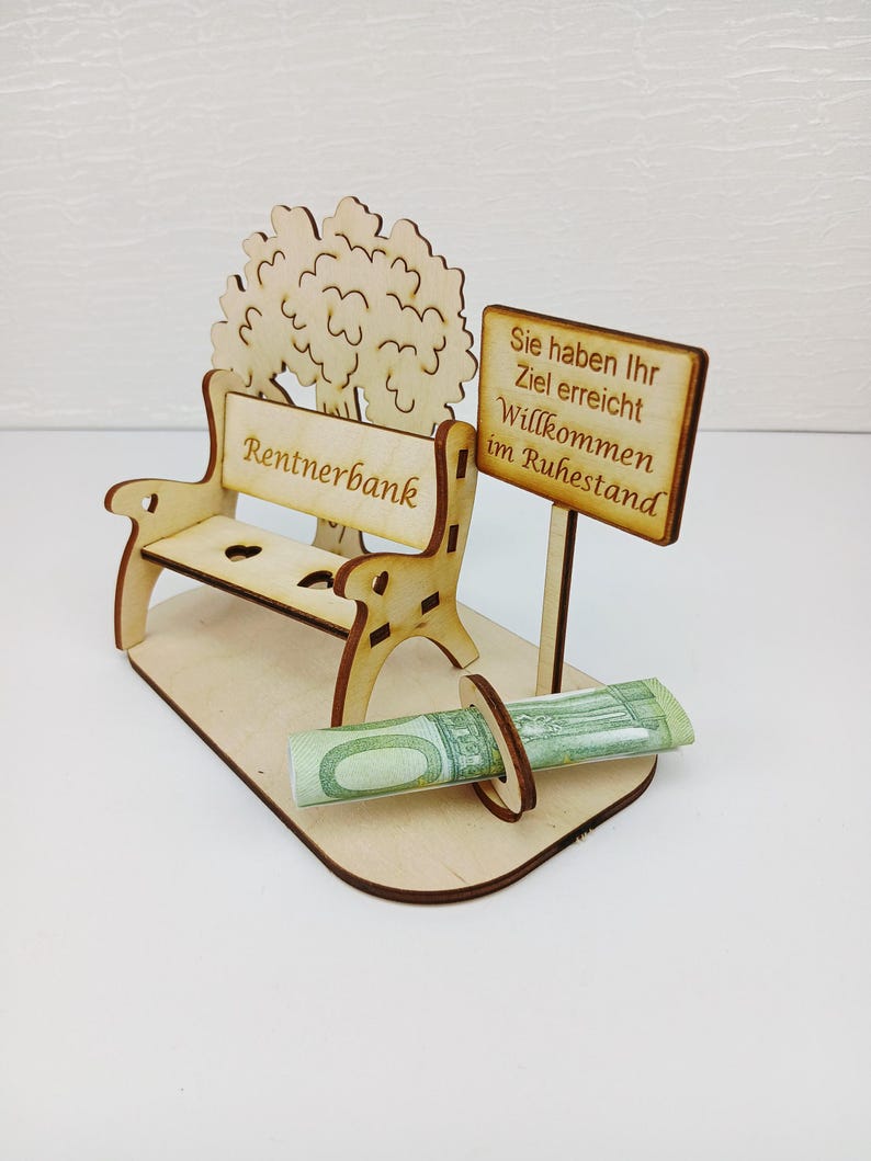 Geschenk zur Rente, große Rentnerbank mit Ortsschild, Geldgeschenk Lebensbaum Ruhestand Bild 12