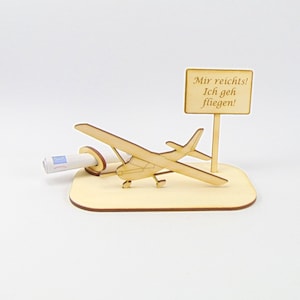 Geldgeschenk Einmotoriges Leichtflugzeug fliegen mit Spruch, Geschenk zum Geburtstag, Gutschein für einen Rundflug, Guten Flug K77 Bild 3