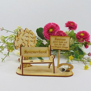 Retirement gift, large pensioner's bench with town sign, cash gift tree of life retirement