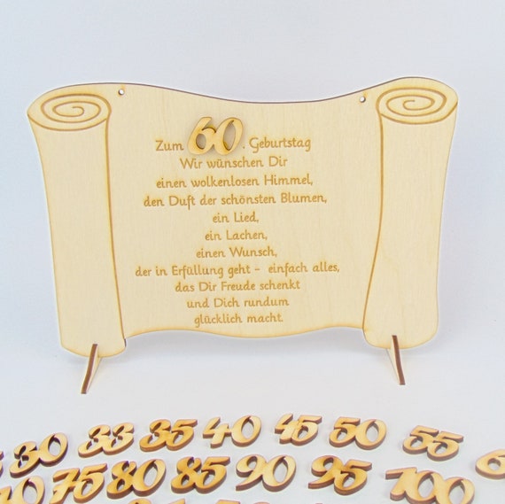 Geburtstags-Schild "60 Jahre" Auf Italienisch - Personalisierbare Tafel Als Geschenk Für Freunde