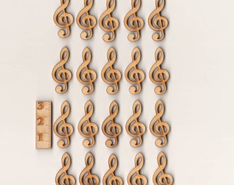 Klucz wiolinowy drewniany 3 cm, 20 sztuk, dekoracja stołu