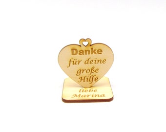 Danke für deine Hilfe Aufsteller Personalisiert Kleine Aufmerksamkeit Geschenk aus Holz