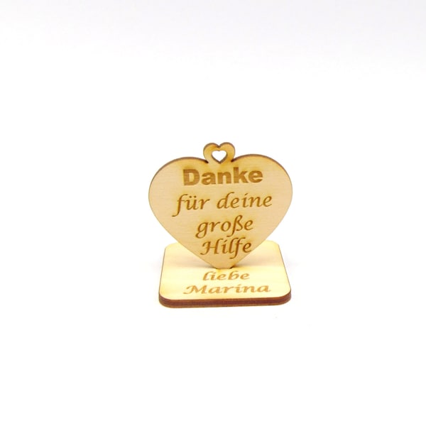 Danke für deine Hilfe Aufsteller Personalisiert Kleine Aufmerksamkeit Geschenk aus Holz