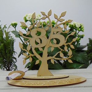 Tree With Birthday Number (anniversary Number) 85 and Engraved Foot ...