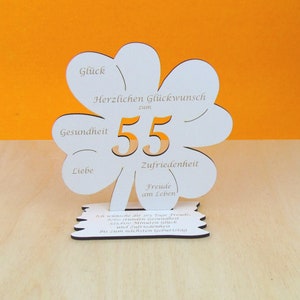 55 Geburtstag Gutscheingeschenk 16cm Kleeblatt Vintage weiß Glückwünsche Mädchen Junge Geschenk Deko 01