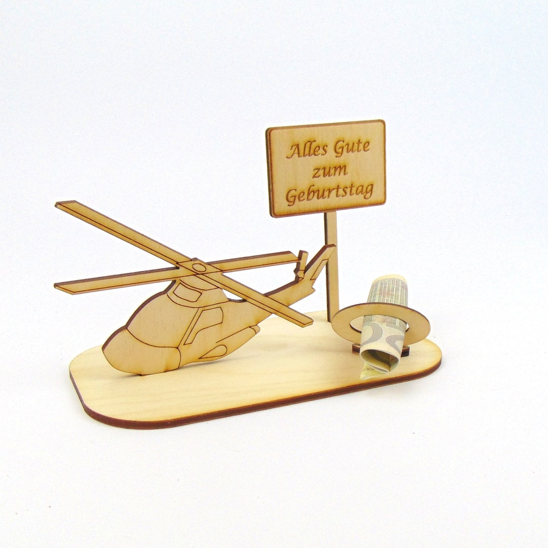 Geldgeschenk Hubschrauber fliegen mit Spruch, Geschenk zum Geburtstag
