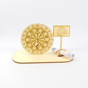 Dartscheibe Geldgeschenk mit Spruch, Geschenkidee zum Geburtstag, Scheibe mit Pfeil, für Dart Spieler, Hobby K78