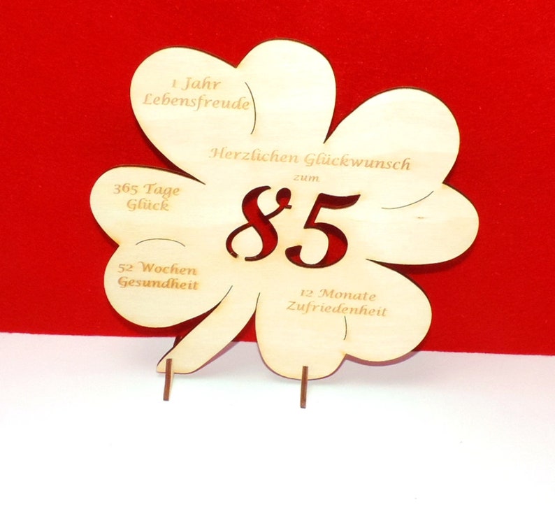 Glückskleeblatt 85 Geburtstag gravierte Wünsche 20 cm Etsy