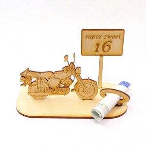 Cadeau d'argent cyclomoteur pour permis de conduire Bon voyage, Sweet Sixteen, piéton puissance 50ccm, moto, cyclomoteur RDA, pension, anniversaire, en bois K20 sweet 16