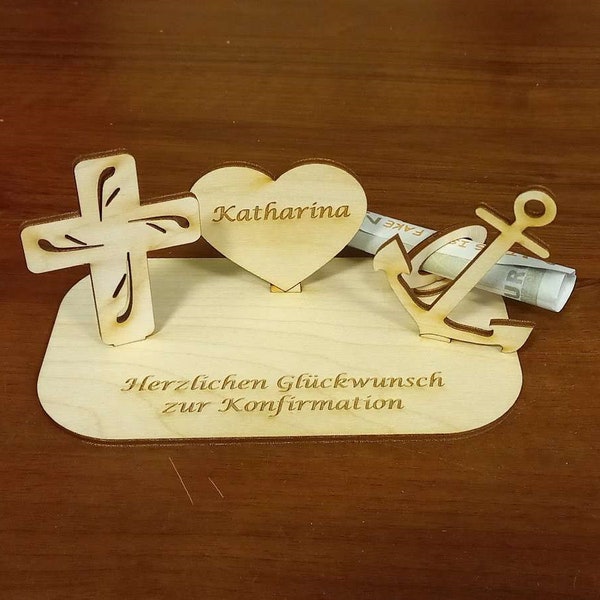 Geldgeschenk zur Konfirmation, Glaube Liebe Hoffnung Symbole, Geschenk, Kirchlich, Konfirmationsgeschenk