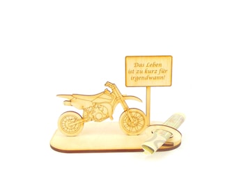 Money gift Moto Cross machine motorcycle driver's license have a good trip, own engraving, crosser gift for every occasion, birthday K20