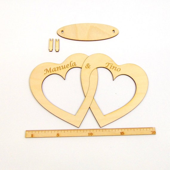 Geschenk Zur Hochzeit Doppelherz Personalisiert cm Gravur Etsy