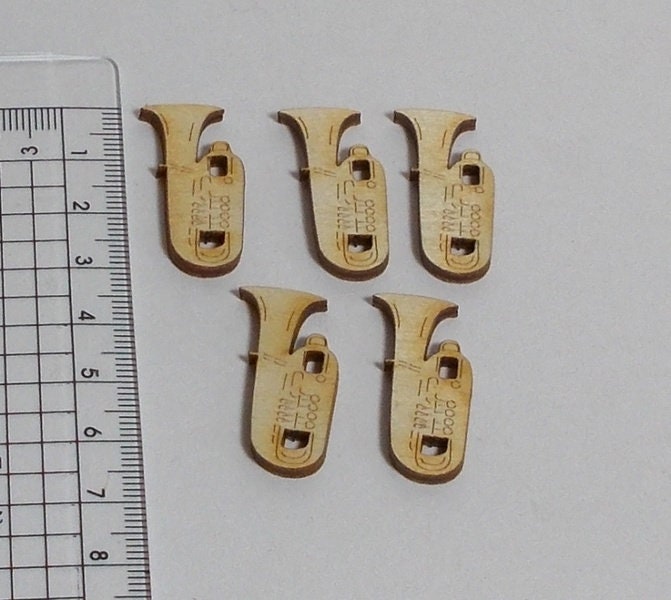 Tuba 3 cm 5 piece wood decoration gift musician Etsy