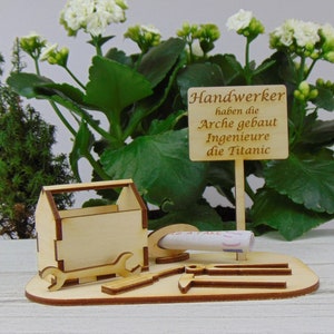 Cash gift for craftsmen, construction worker gift, voucher gift, tool case with hammer pliers wrench, place name sign K21