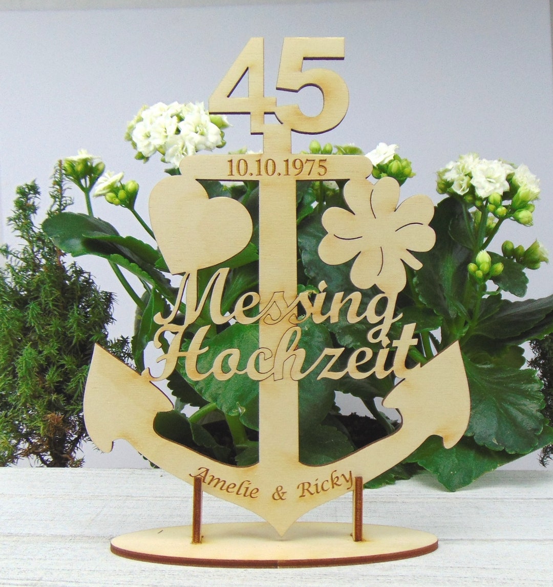 Geschenk zur Messing Hochzeit 45 Jahre, Anker, Maritim Personalisiert
