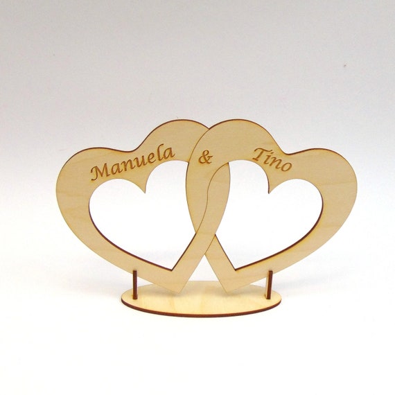 Geschenk Zur Hochzeit Doppelherz Personalisiert cm Gravur Etsy