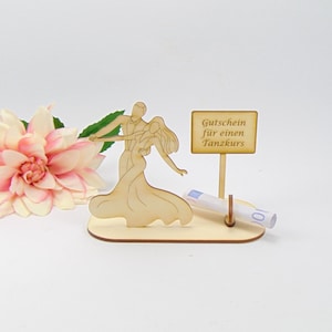 Regalo en efectivo para pareja de baile, letrero con nombre de lugar para pareja de baile, regalo personalizado para aniversario, boda, curso de baile, madera K11