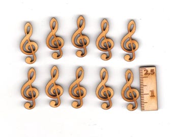 25 mm treble clef, 20 pieces, made of wood, for crafting