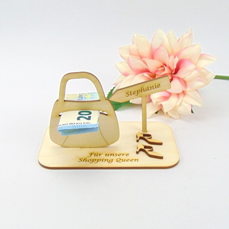 Gift handbag for women, gift for girlfriend shoes, high heels, women's day, funny gift idea, wooden money gift K66 image 4