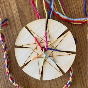 Wooden knotting star 8 cm for friendship bracelets, knotting, crafts for children, wood image 3