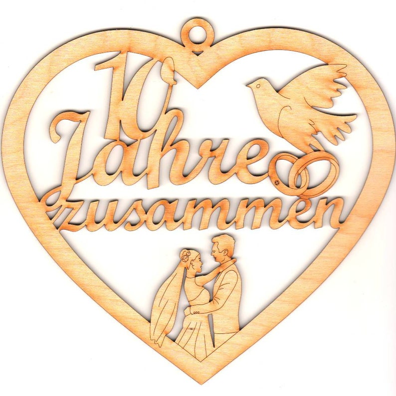 Herz 10 Jahre zusammen Hölzerne Hochzeit Jubiläum Etsy.de