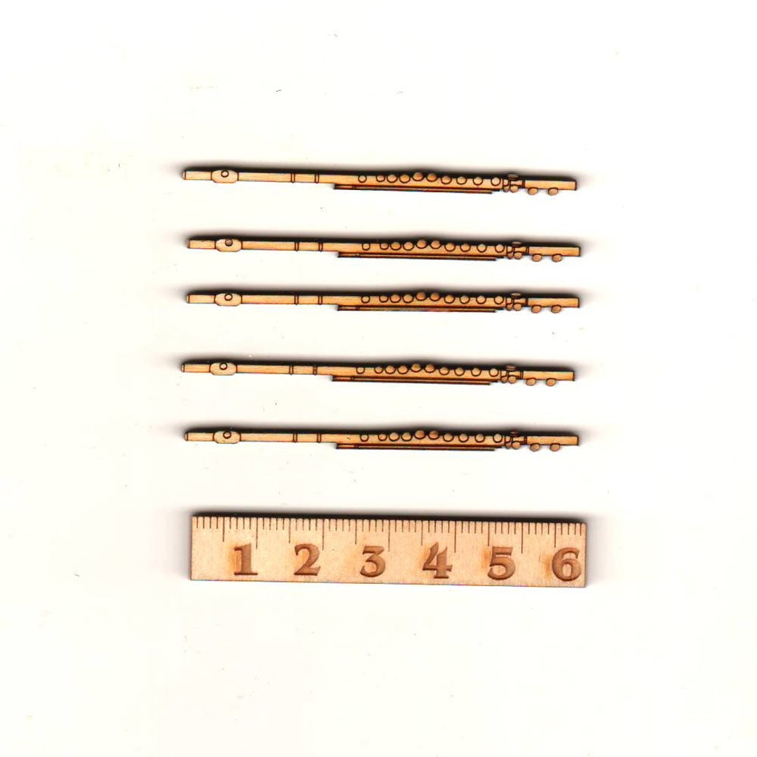 Flûte traversière 6 cm 5 pièces, bois, cadeau de décoration mélomanes