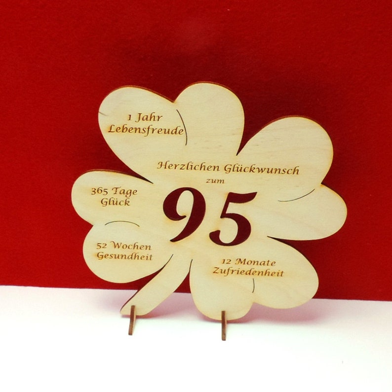 Glückskleeblatt 95 Geburtstag gravierte Wünsche 20 cm Etsy